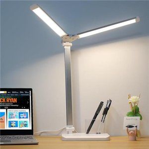 Dual Swing Arm LED Desk Lamp, 5 Modes Touch Control Brightness Levels Desk Light